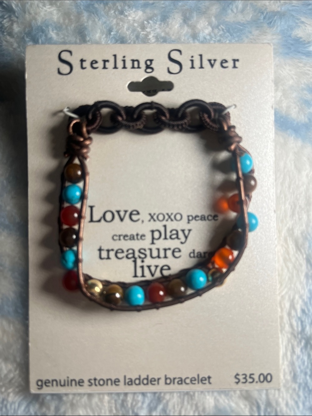 Genuine Stone Ladder Bracelet - Turquoise & Brown